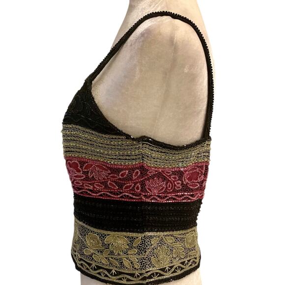 Vintage beaded embroidered silk camisole, Laurence Kazar design evening top - Picture 2 of 10